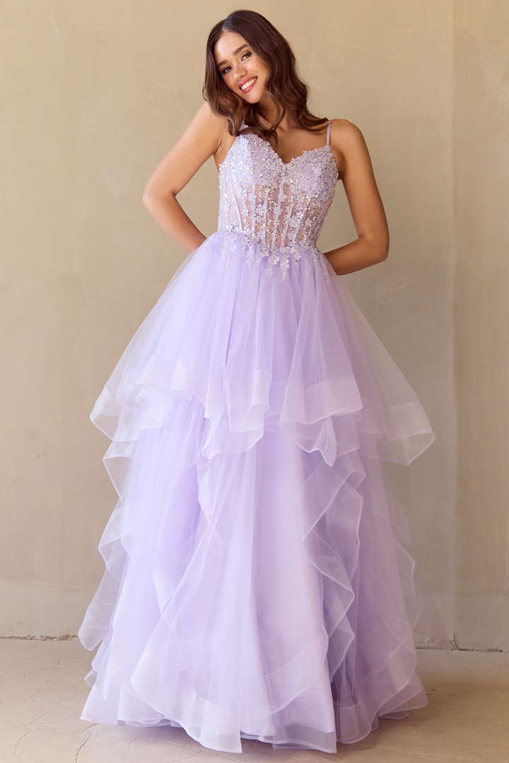 Amelia Couture 5068 - Tiered Ruffle Gown