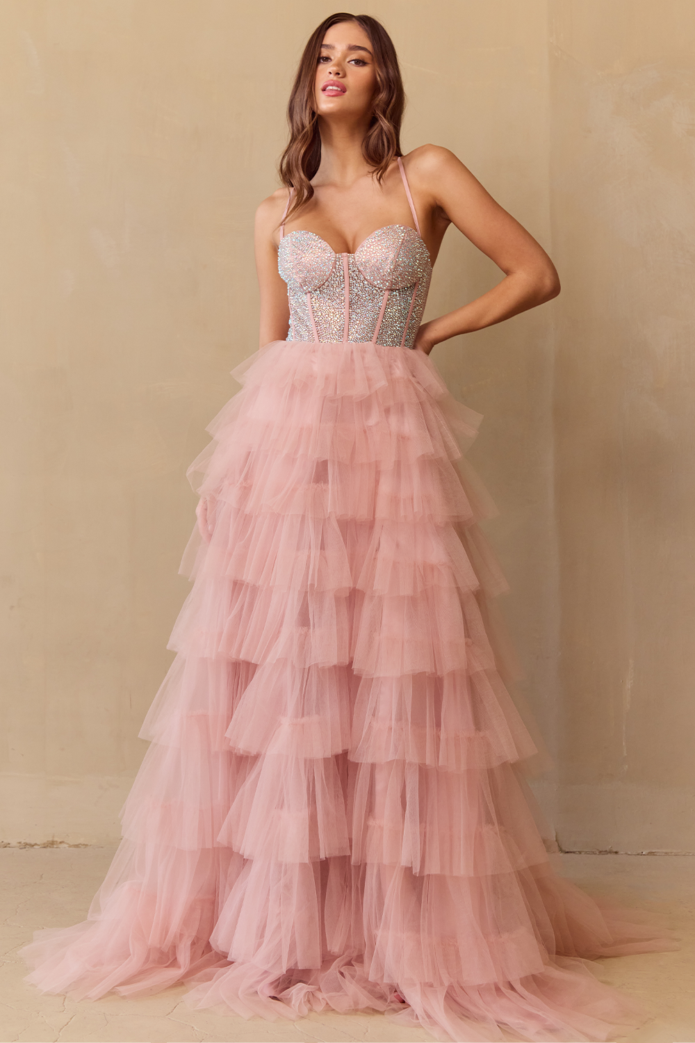 Amelia Couture 4048 - Tiered Ruffled Gown