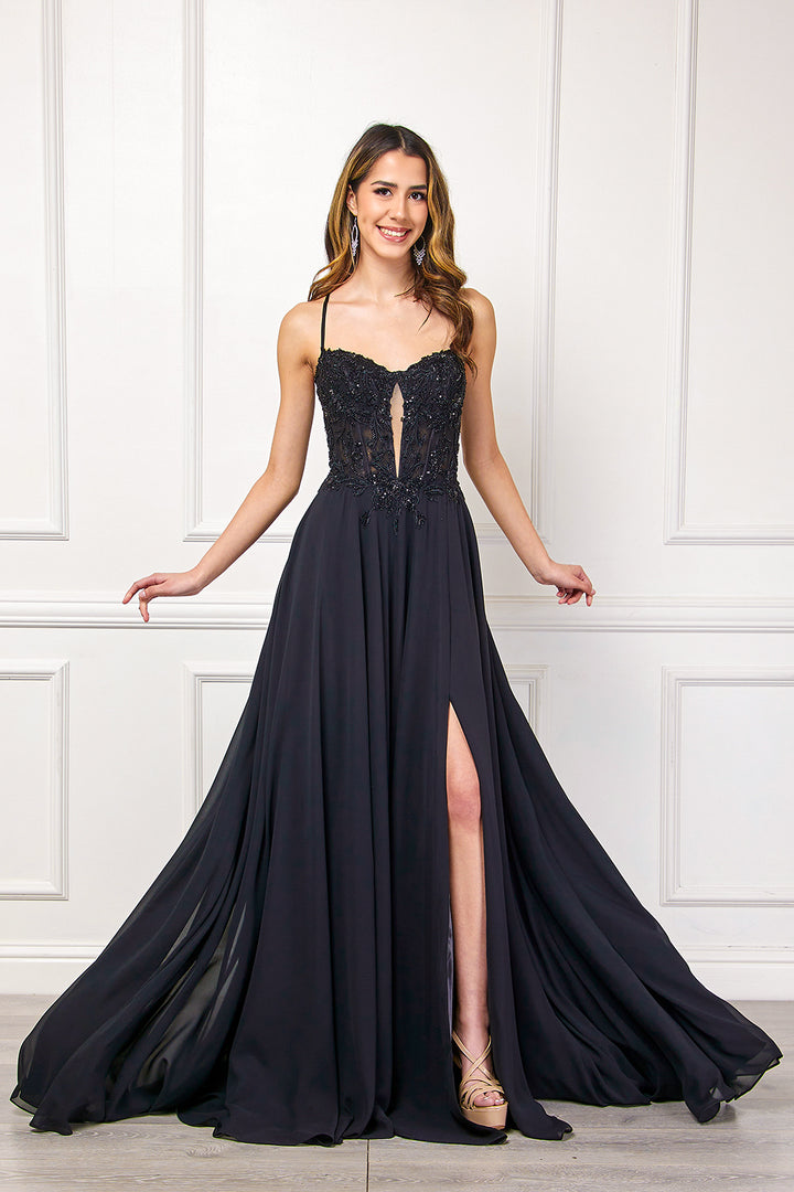 Amelia Couture 7066 - Black A-line Gown