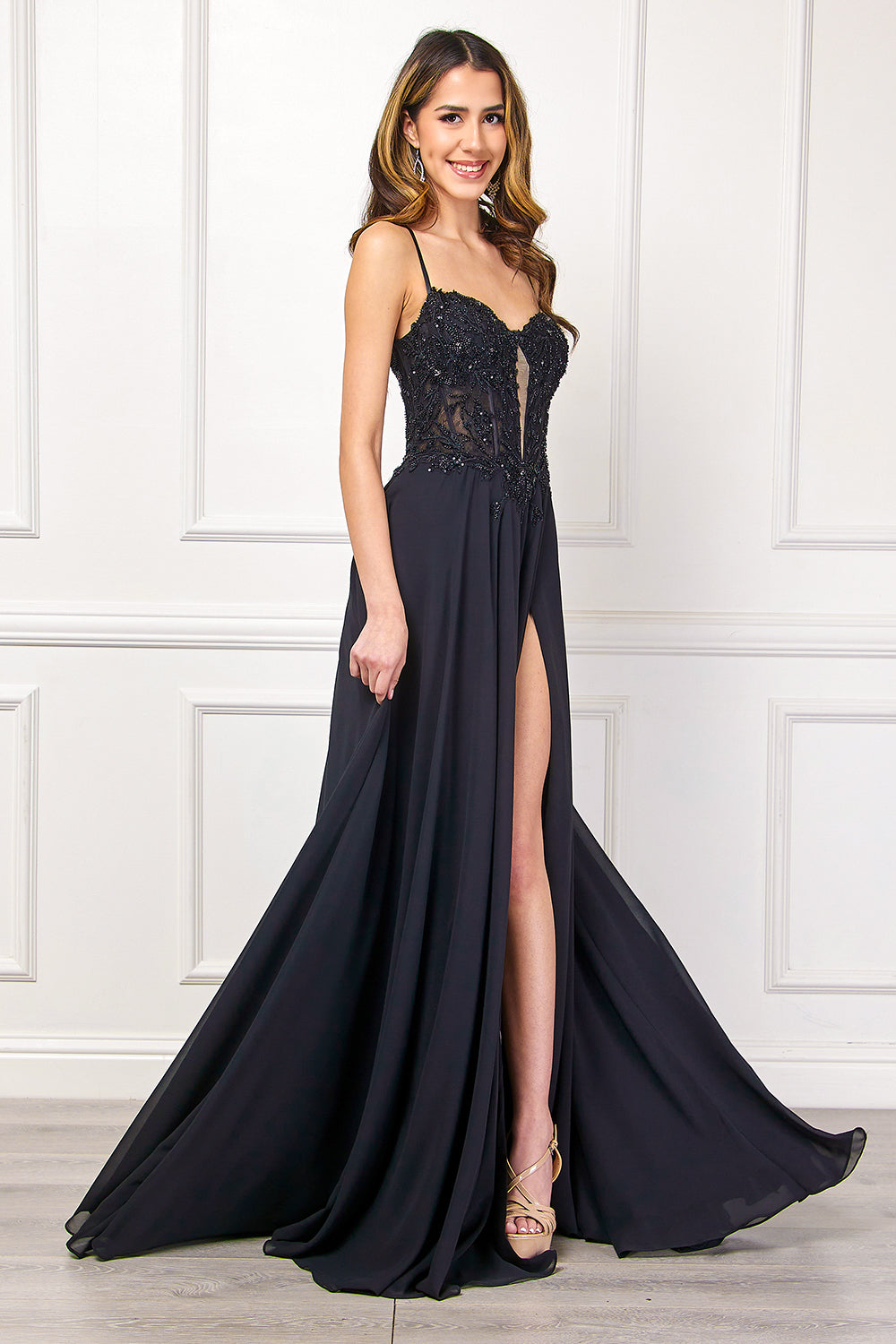 Amelia Couture 7066 - Black A-line Gown