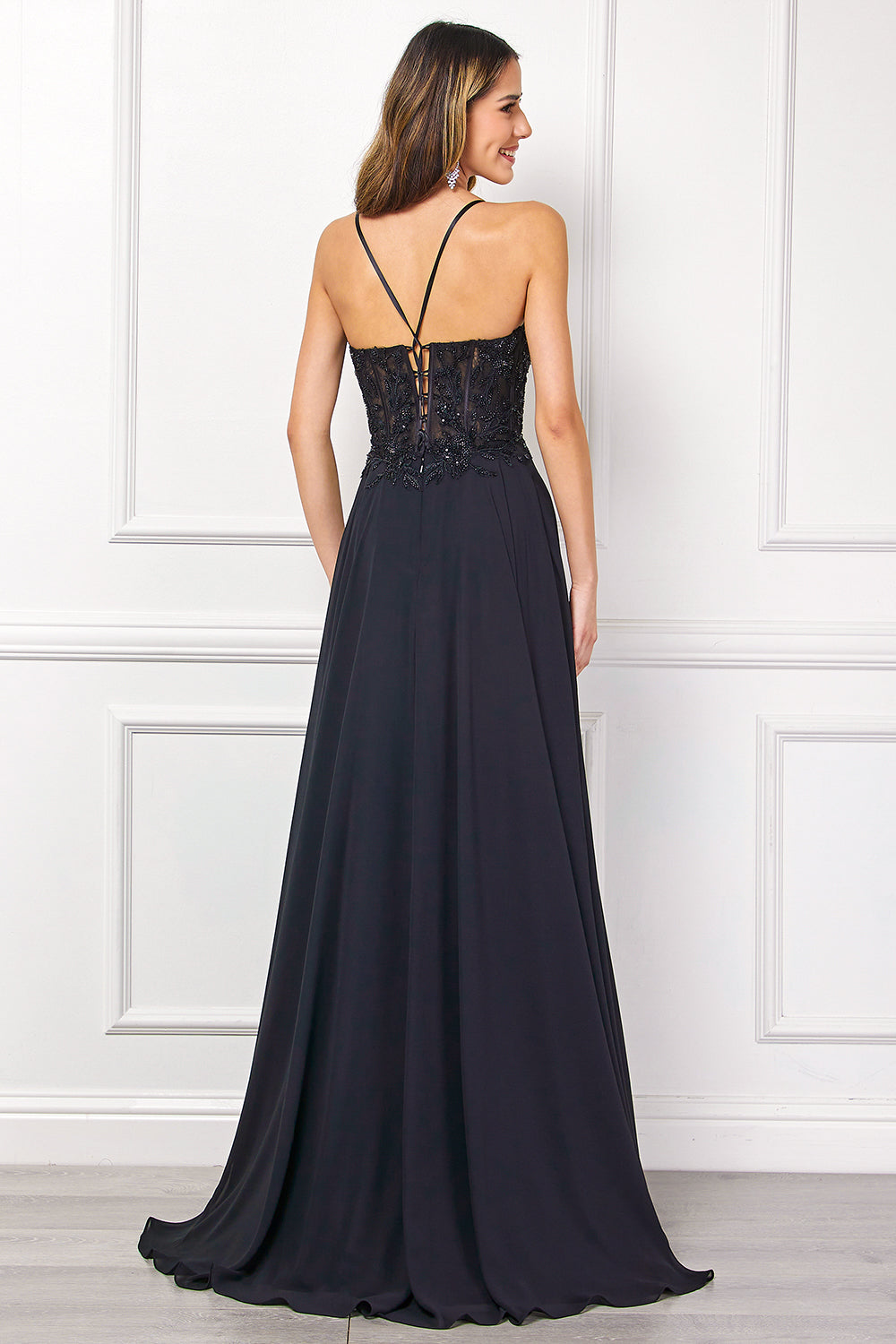 Amelia Couture 7066 - Black A-line Gown