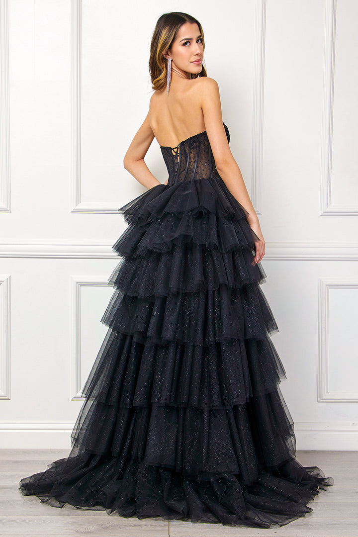 Amelia Couture 7067 - Strapless Tier Ruffle Gown