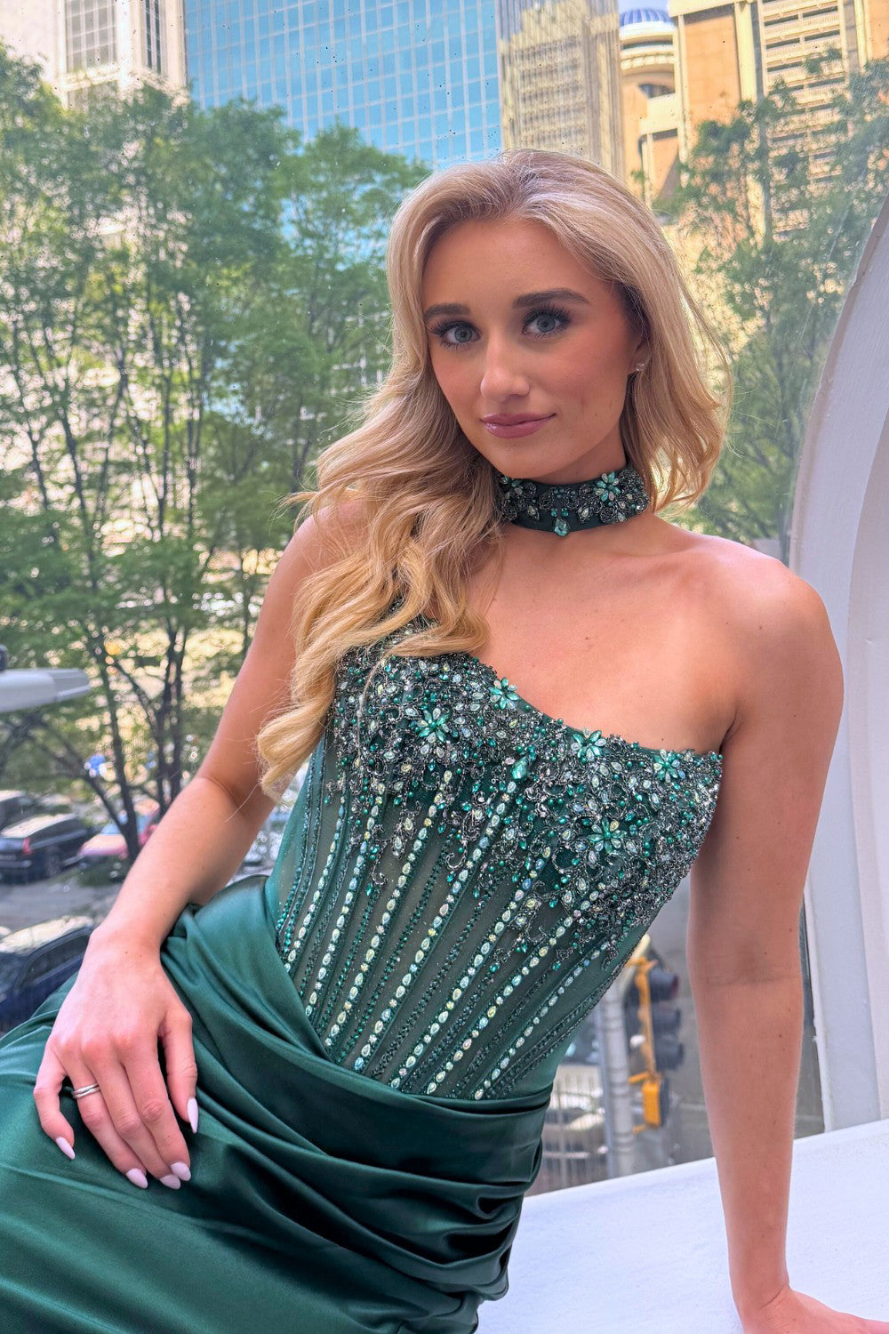 Amelia Couture 2131 - Fitted Gown with Beaded Corset Top