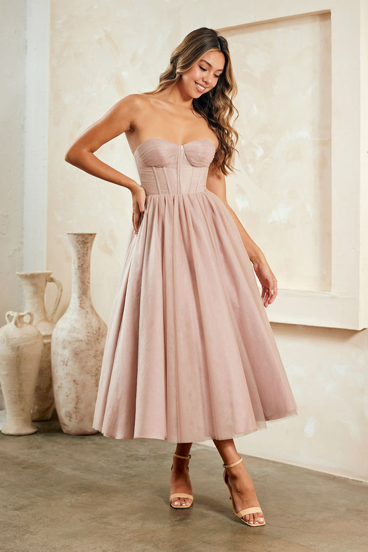 Amelia Couture 6203s - Tulle A-line Midi Dress