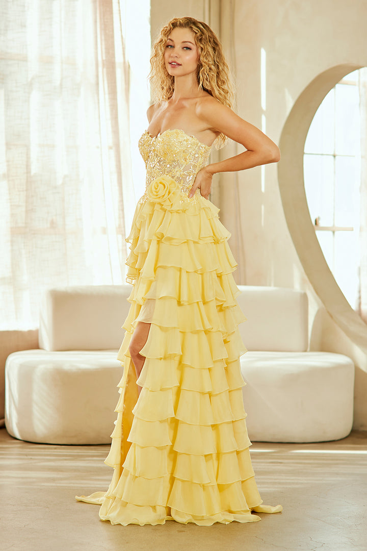 Amelia Couture 7087 - Strapless Embellished Ruffle Gown (Incoming)