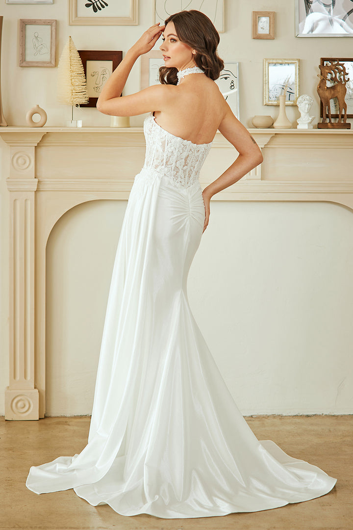 Amelia Couture 2075 - Lace Detailed Corset Gown with Sash