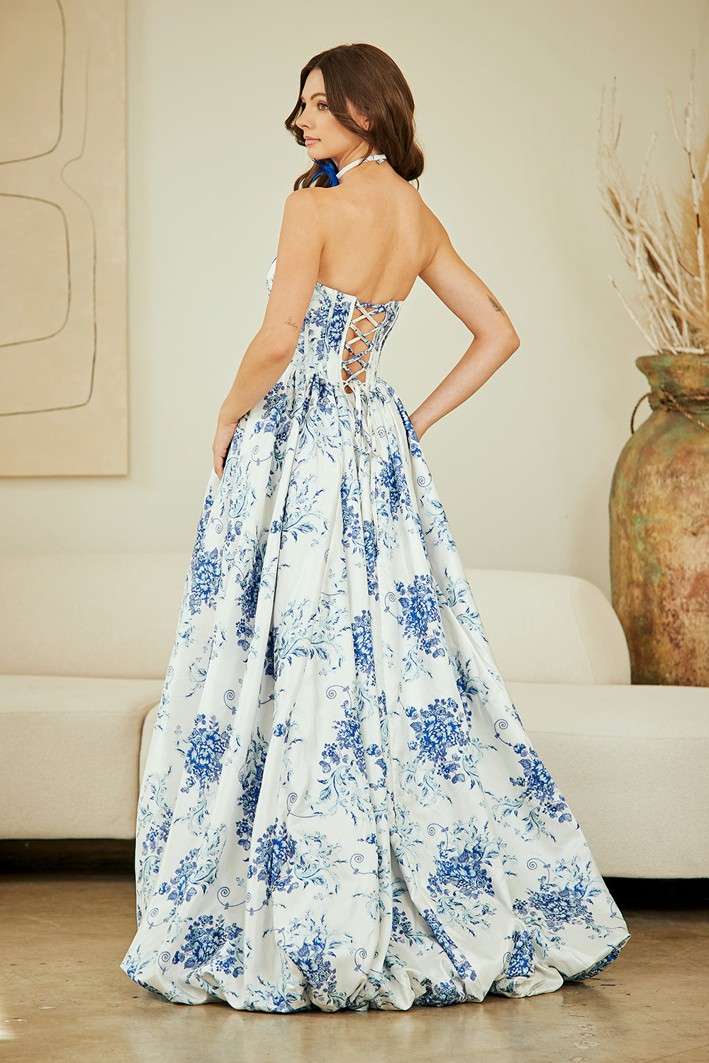 Amelia Couture 2079 - A Line Floral Gown with Pockets