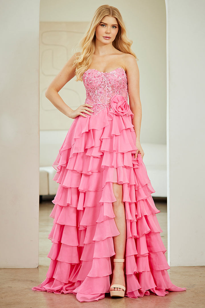Amelia Couture 7087 - Strapless Embellished Ruffle Gown (Incoming)