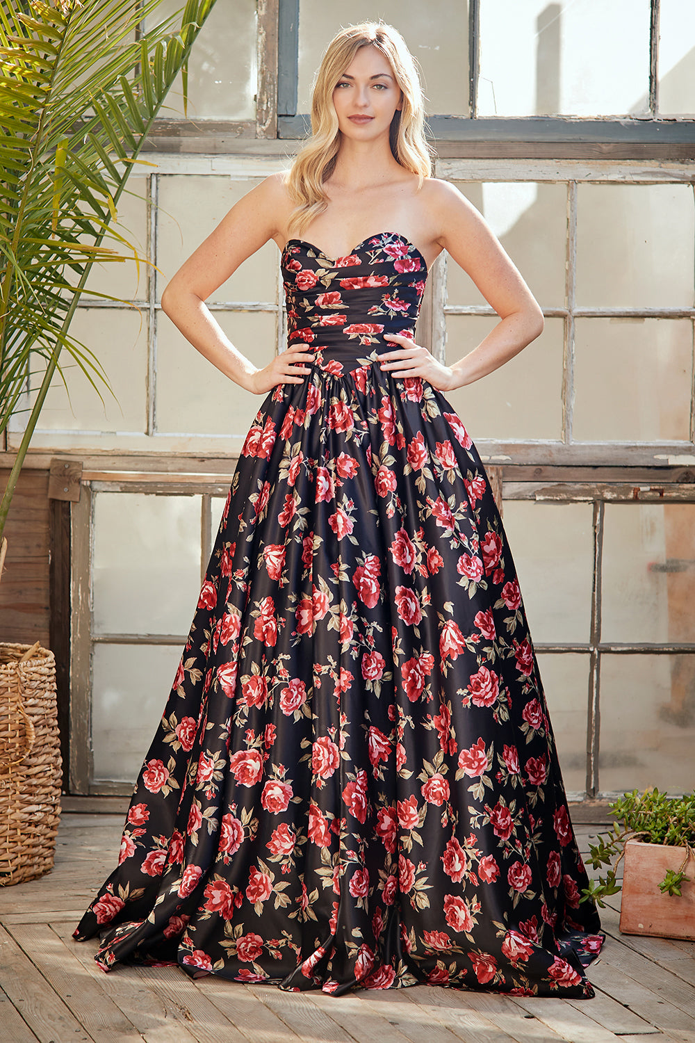 Amelia Couture 8070 Floral Gown with Pockets