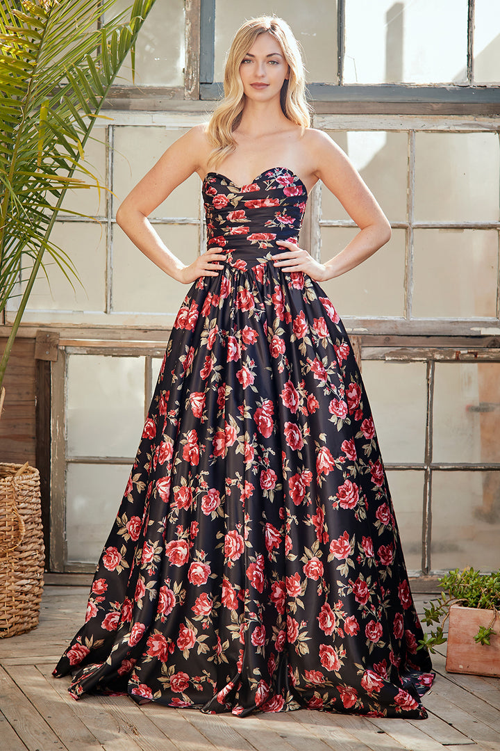 Amelia Couture 8070 Floral Gown with Pockets