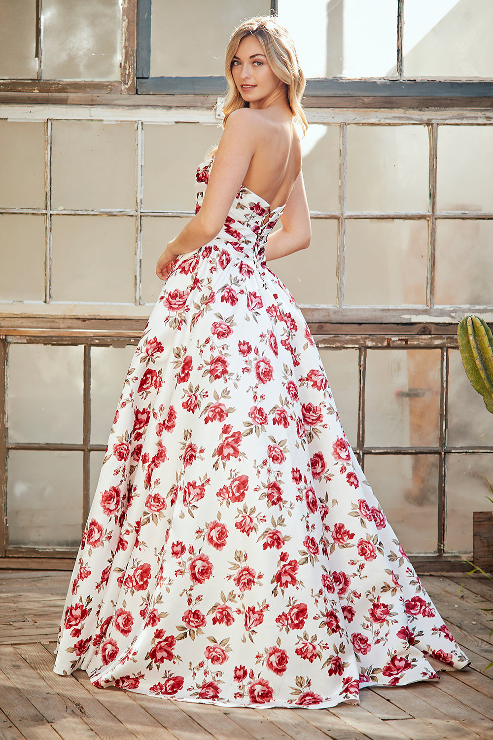 Amelia Couture 8070 Floral Gown with Pockets