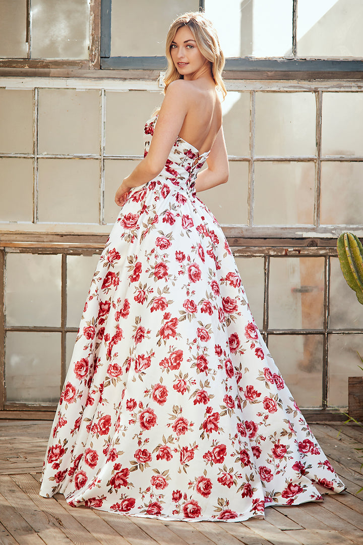 Amelia Couture 8070 Floral Gown with Pockets