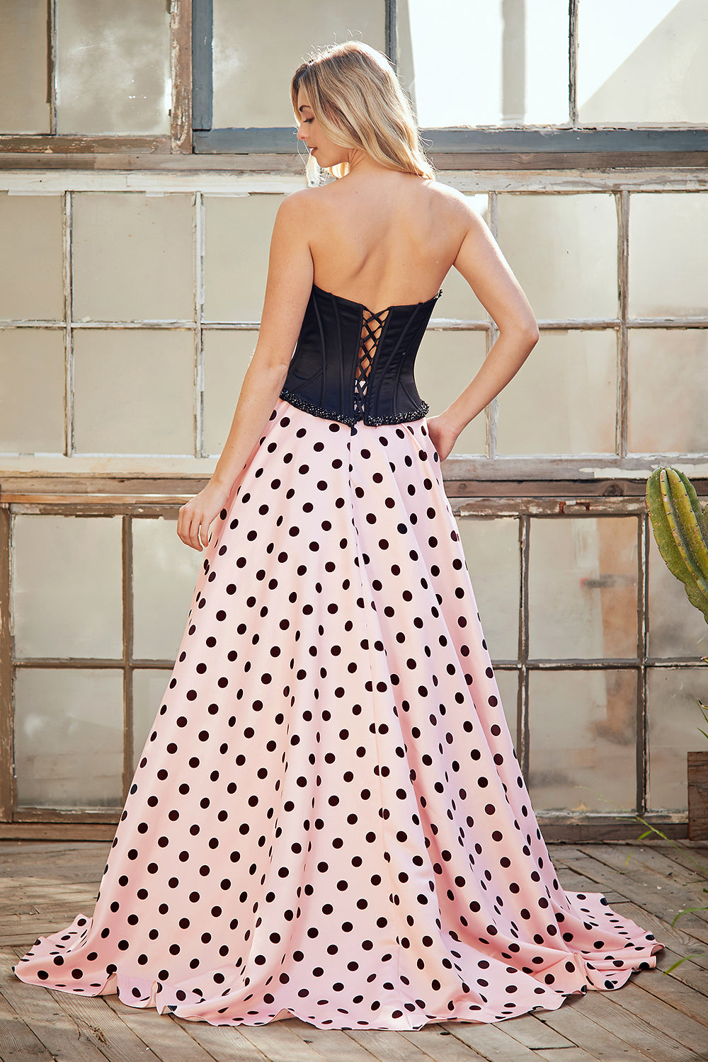 Amelia Couture 8071 - Polka-Dot Two Piece Gown