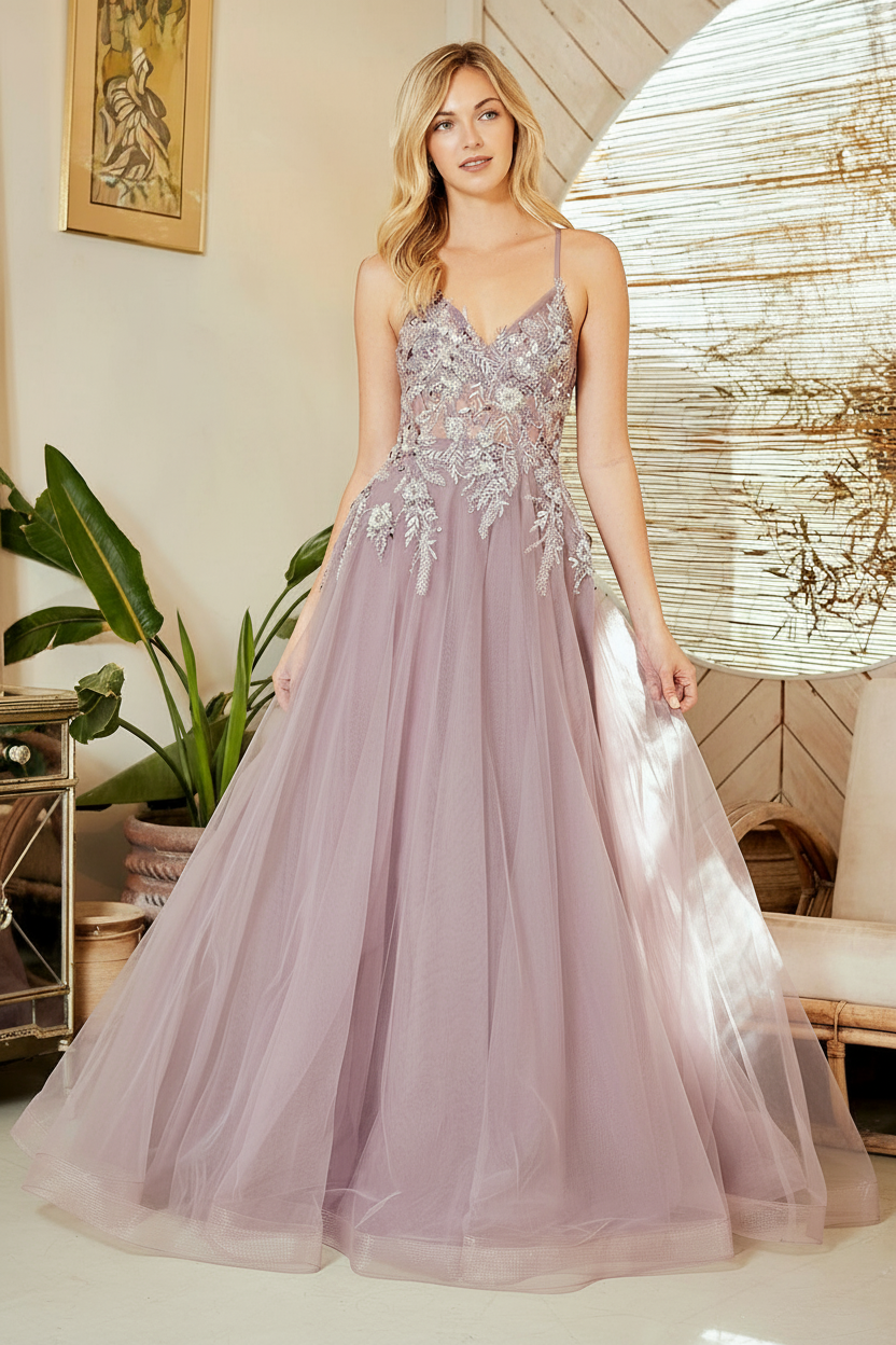 Amelia Couture 4064 - Cross Tied Back with Tulle Skirt