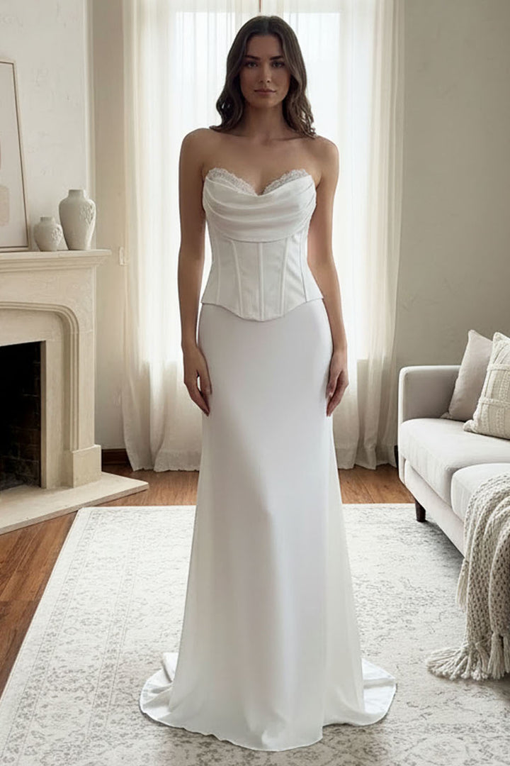 Amelia Couture 6137 - Bridal Faux Two Piece with Chiffon Scarf