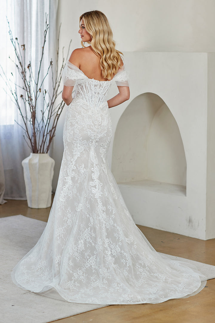 Amelia Couture 2153 - Lace Detailed Off the Shoulder Gown