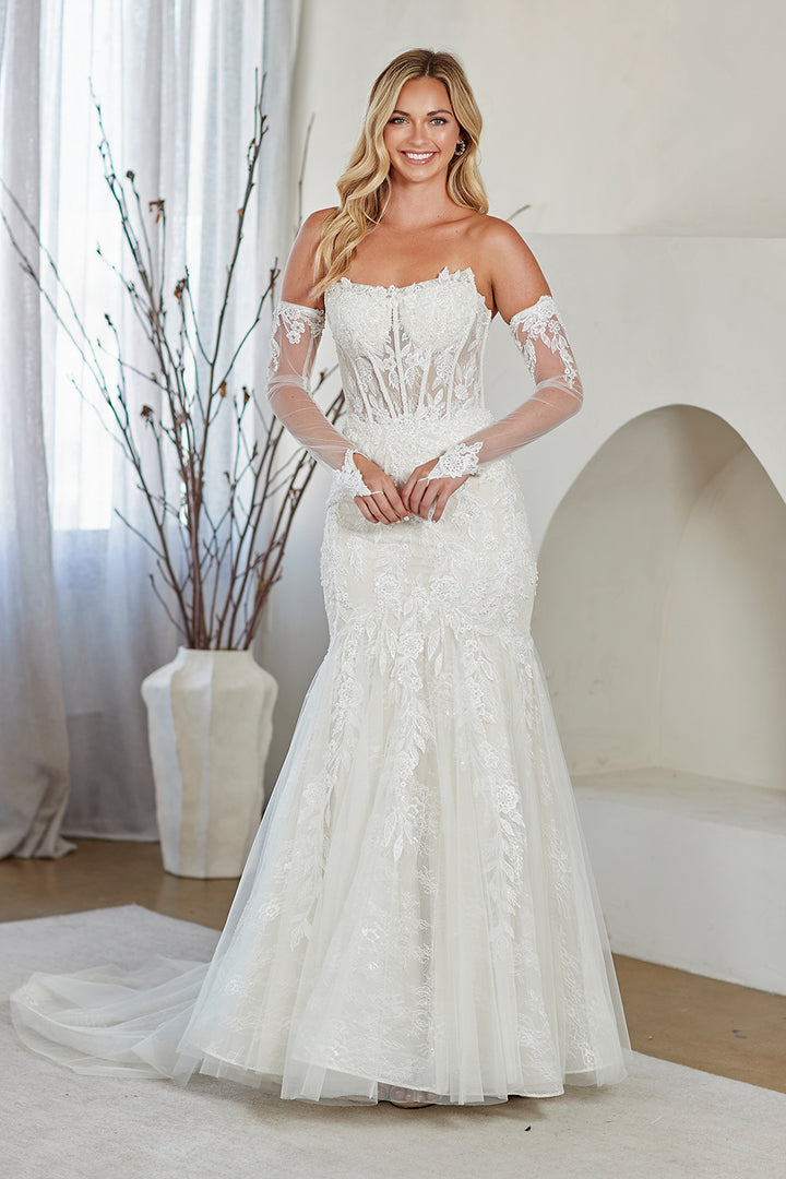 Amelia Couture 2155 - Mermaid Lace Gown with Detachable Sleeves