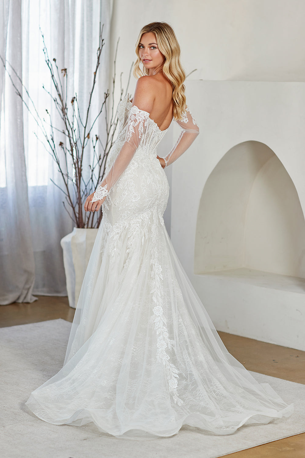 Amelia Couture 2155 - Mermaid Lace Gown with Detachable Sleeves