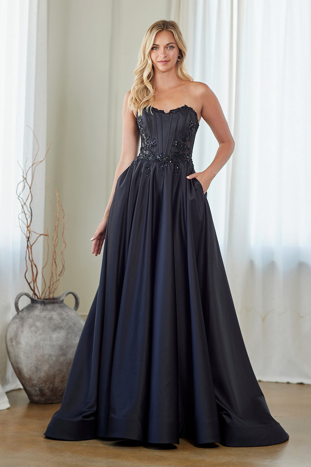 Amelia Couture 7093 - Strapless Ball Gown with Pockets