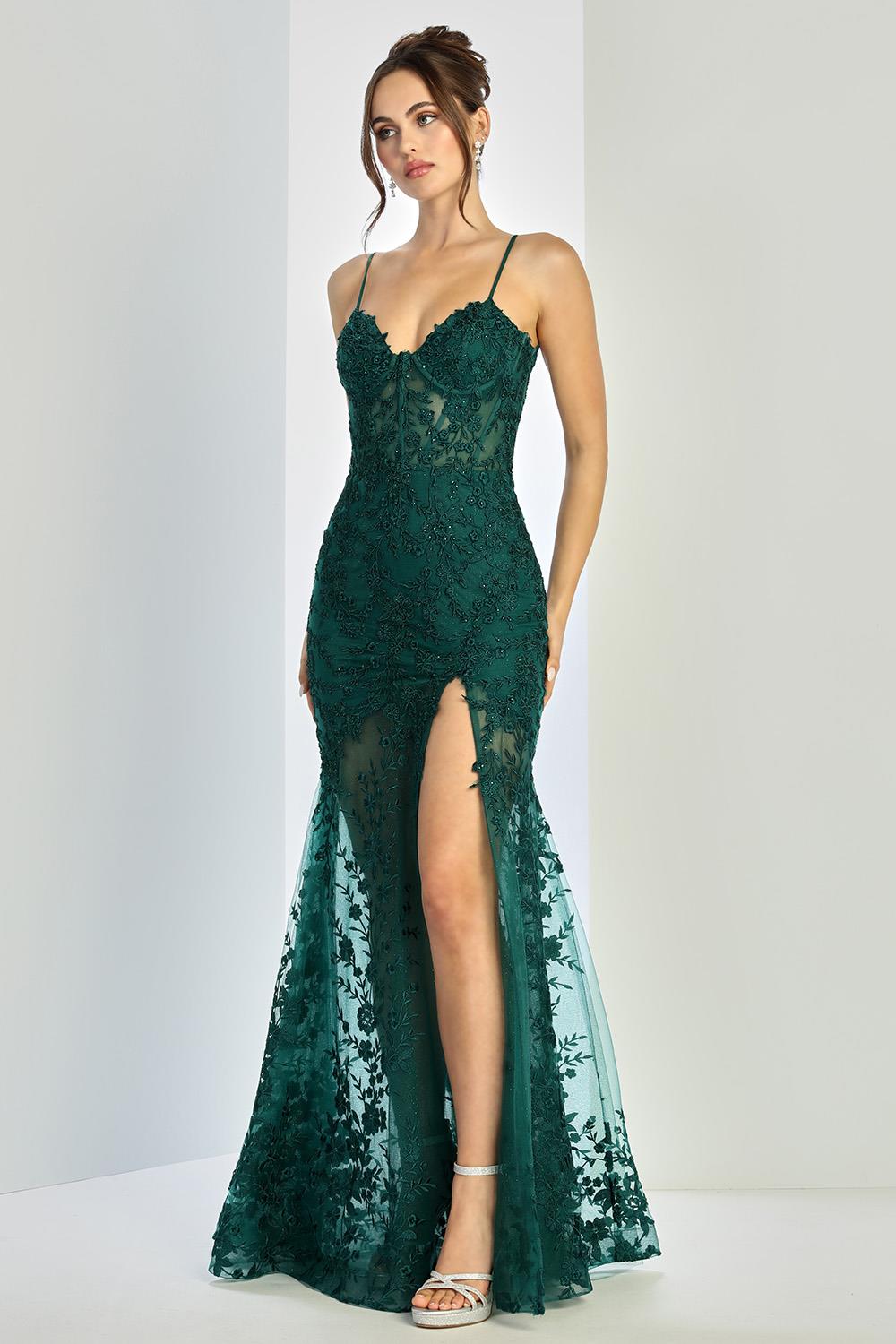 Adora Design 3242 - Spaghetti Strap Lace Gown