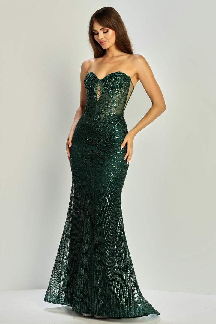 Adora Design 3263 - Strapless Glitter Gown