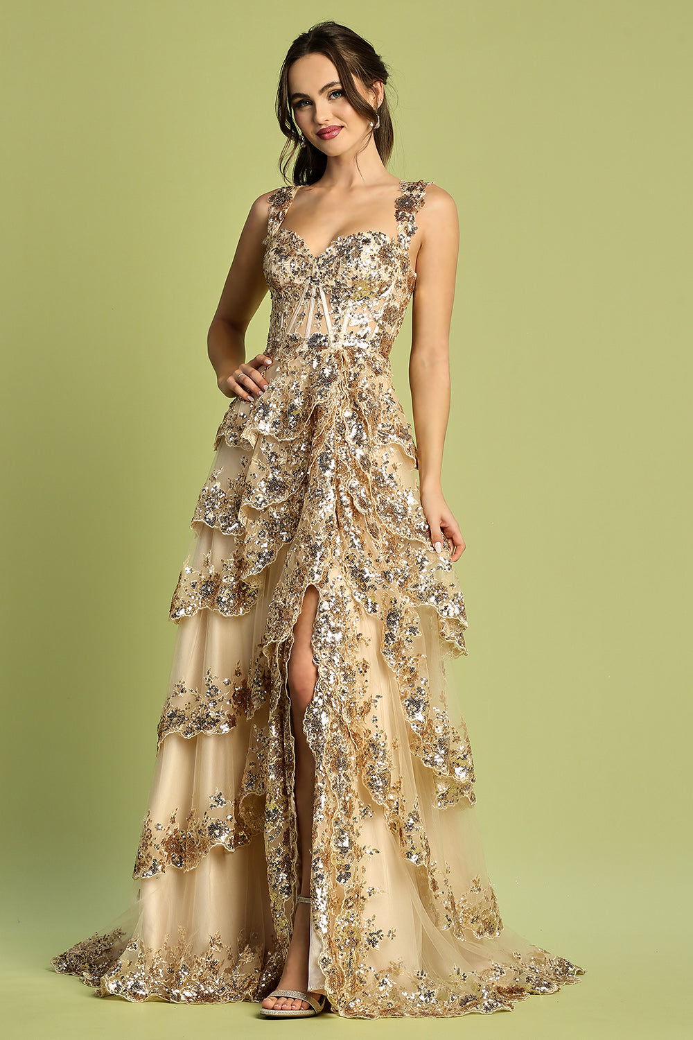 adora design dresses Slit Corset Beaded Long Formal Prom Dress Adora Design 3365