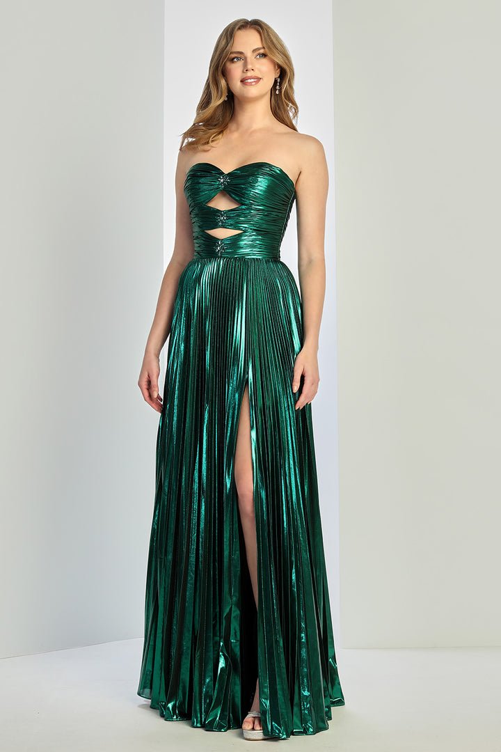 Adora Design 3261 - Metallic A-line Pleated Gown