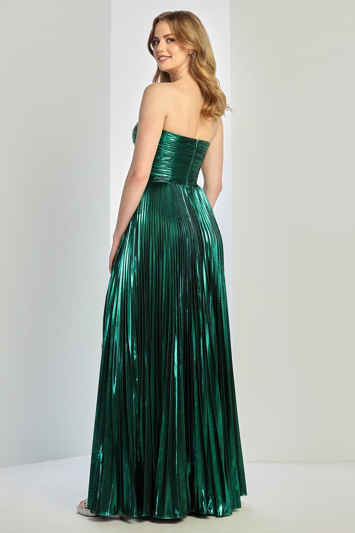 Adora Design 3261 - Metallic A-line Pleated Gown