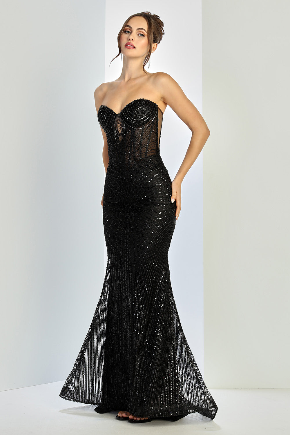 Adora Design 3263 - Strapless Glitter Gown