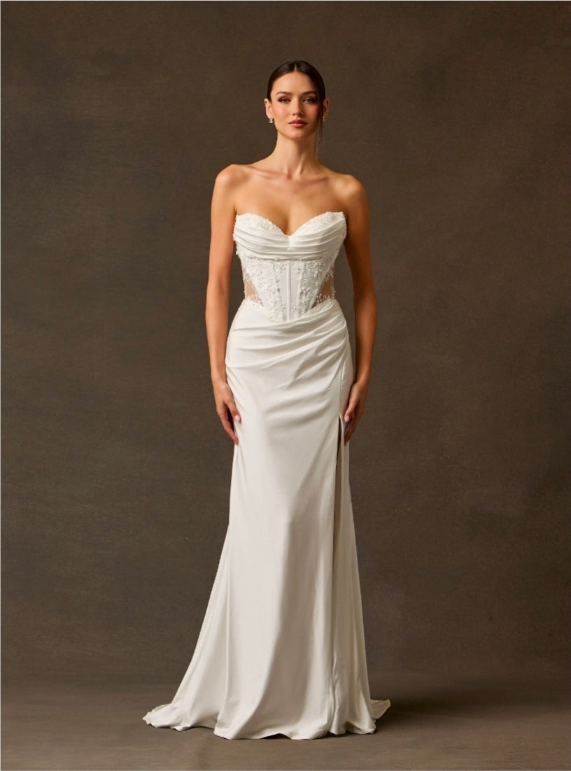 Bicici & Coty SPW6000 - Sweetheart Neck Line Gown with Sheer Bodice