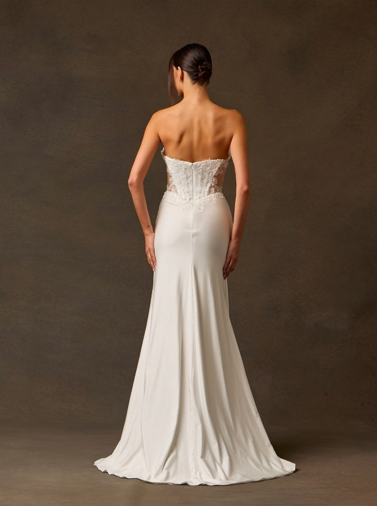 Bicici & Coty SPW6000 - Sweetheart Neck Line Gown with Sheer Bodice