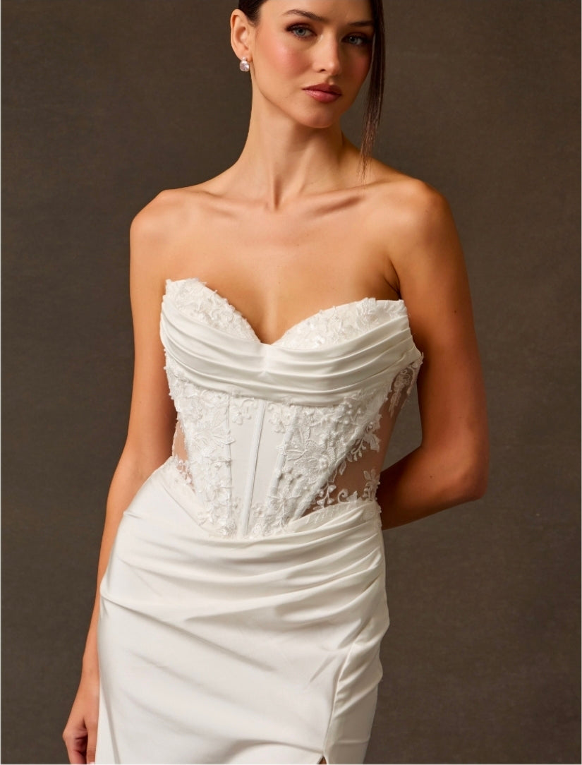 Bicici & Coty SPW6000 - Sweetheart Neck Line Gown with Sheer Bodice