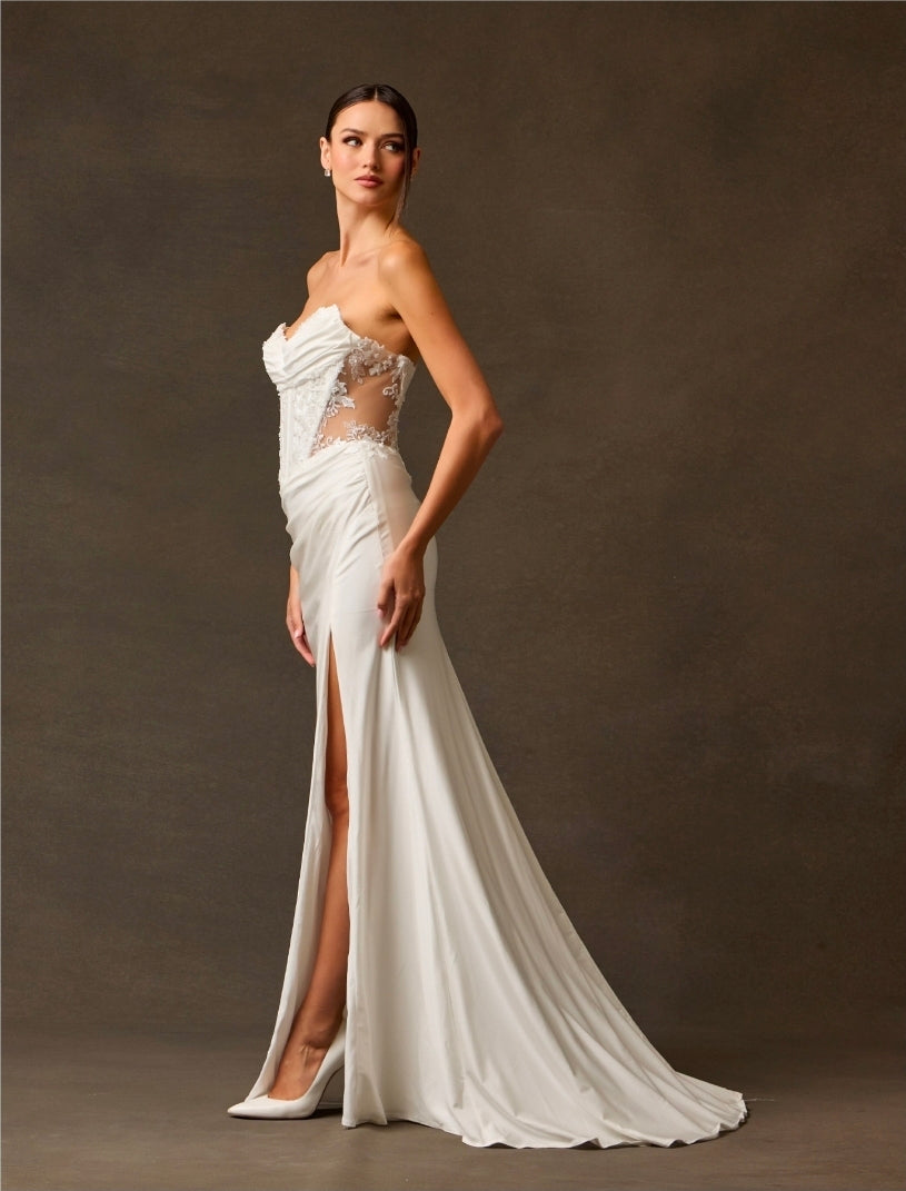 Bicici & Coty SPW6000 - Sweetheart Neck Line Gown with Sheer Bodice