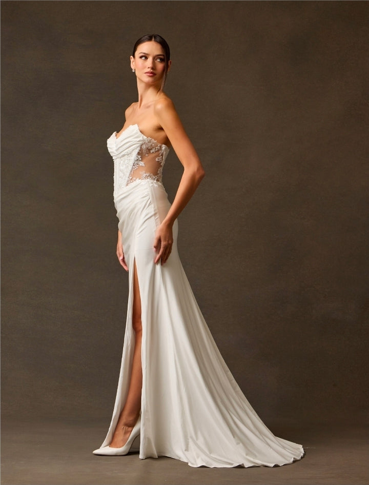 Bicici & Coty SPW6000 - Sweetheart Neck Line Gown with Sheer Bodice