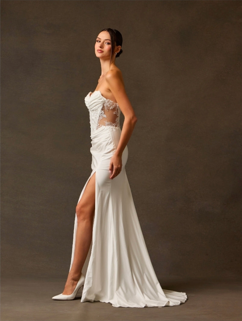 Bicici & Coty SPW6000 - Sweetheart Neck Line Gown with Sheer Bodice