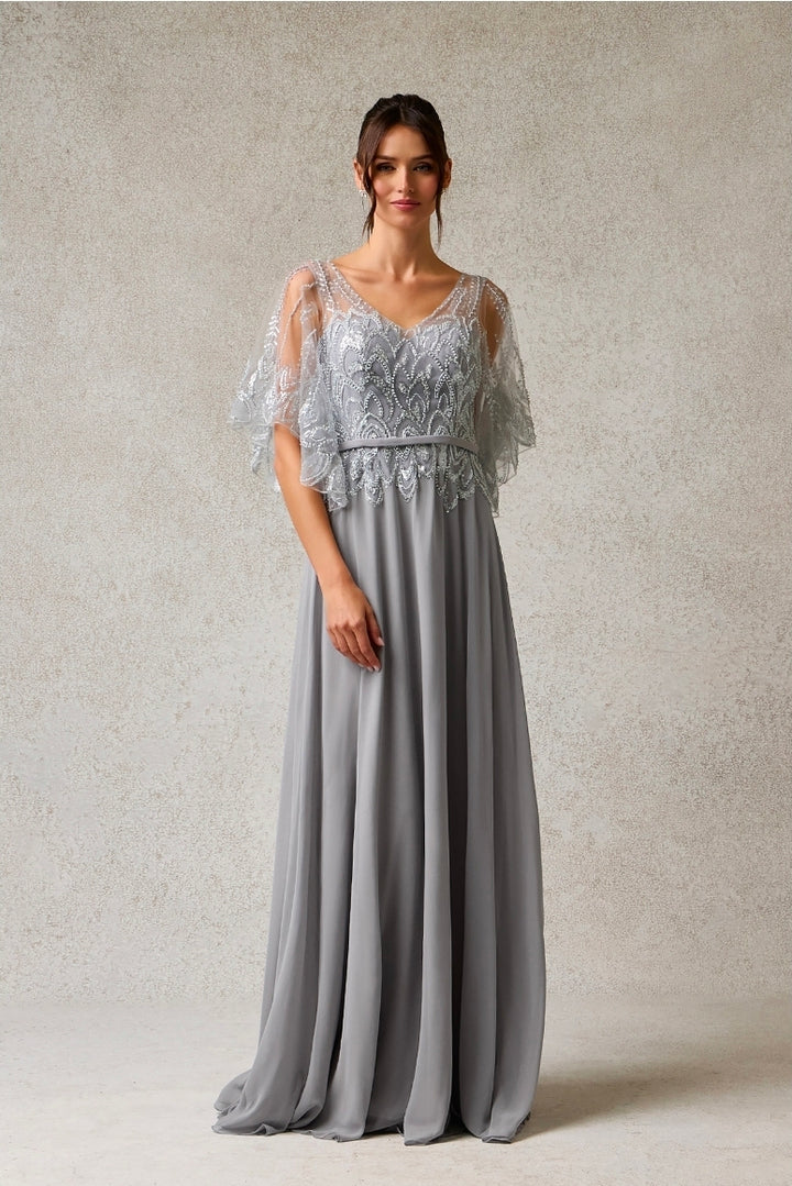 Bicici & Coty PS6676 - A Line Gown with Short Sleeve Capelet