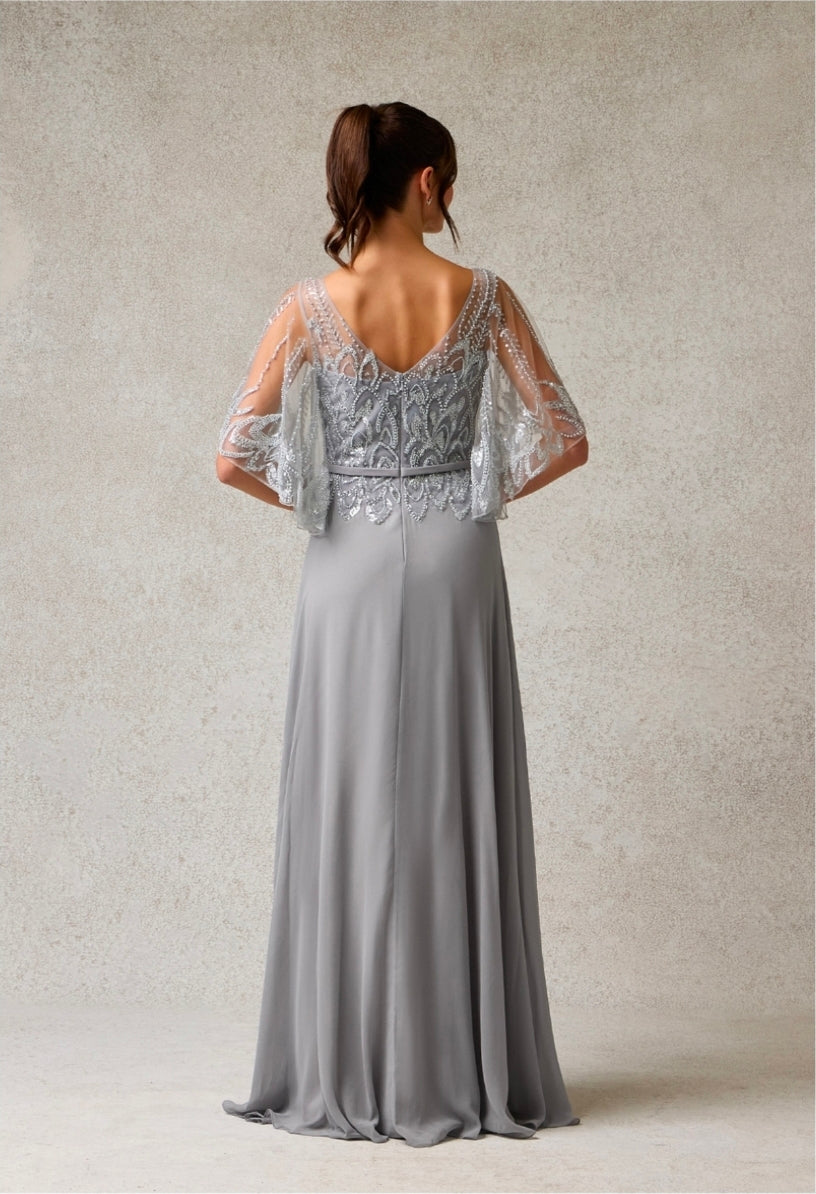 Bicici & Coty PS6676 - A Line Gown with Short Sleeve Capelet