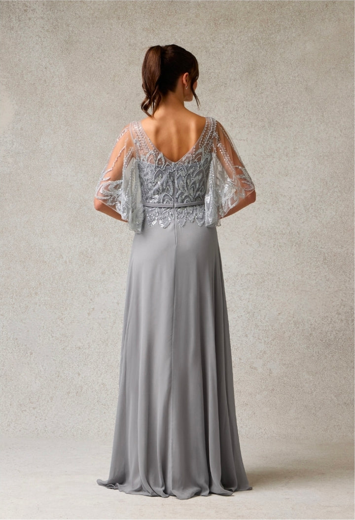 Bicici & Coty PS6676 - A Line Gown with Short Sleeve Capelet
