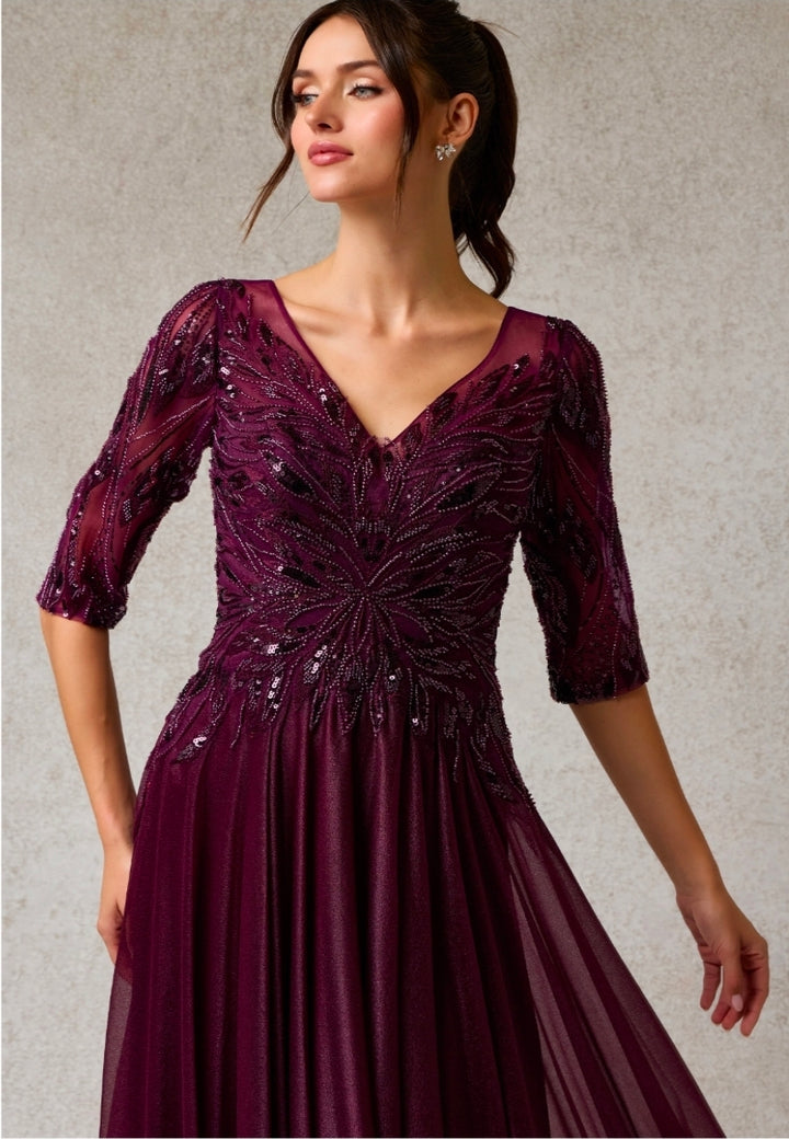 Bicici & Coty KL3019 - 3/4 Sleeve A Line Gown