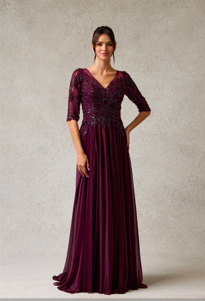 Bicici & Coty KL3019 - 3/4 Sleeve A Line Gown