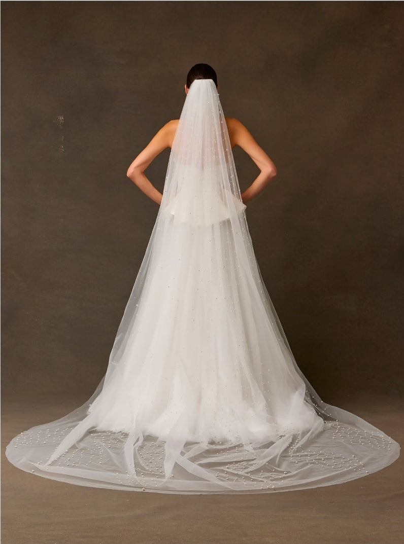 Bicici & Coty BGW2534V - Floor Length Veil with Pearl Details