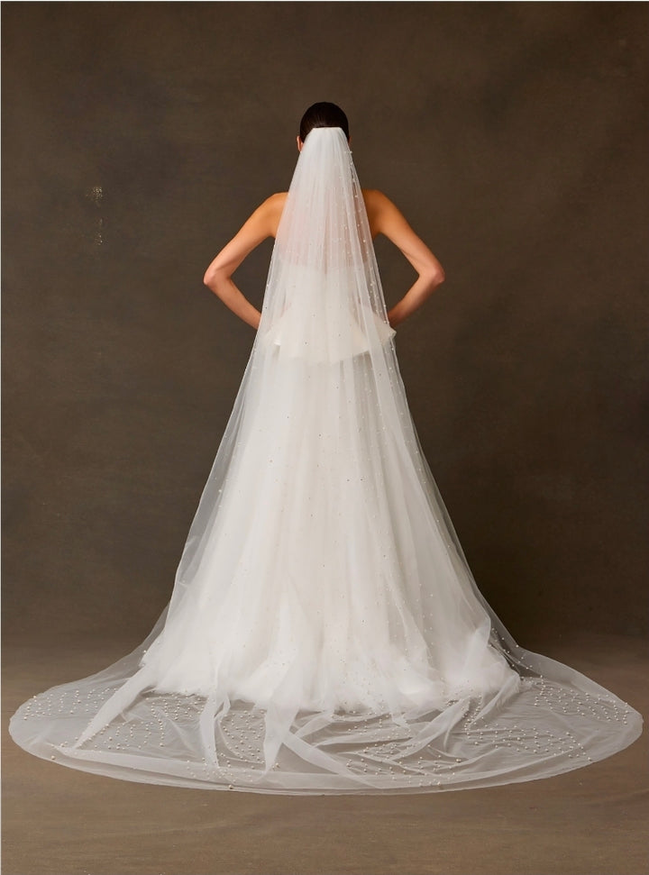 Bicici & Coty BGW2534V - Floor Length Veil with Pearl Details