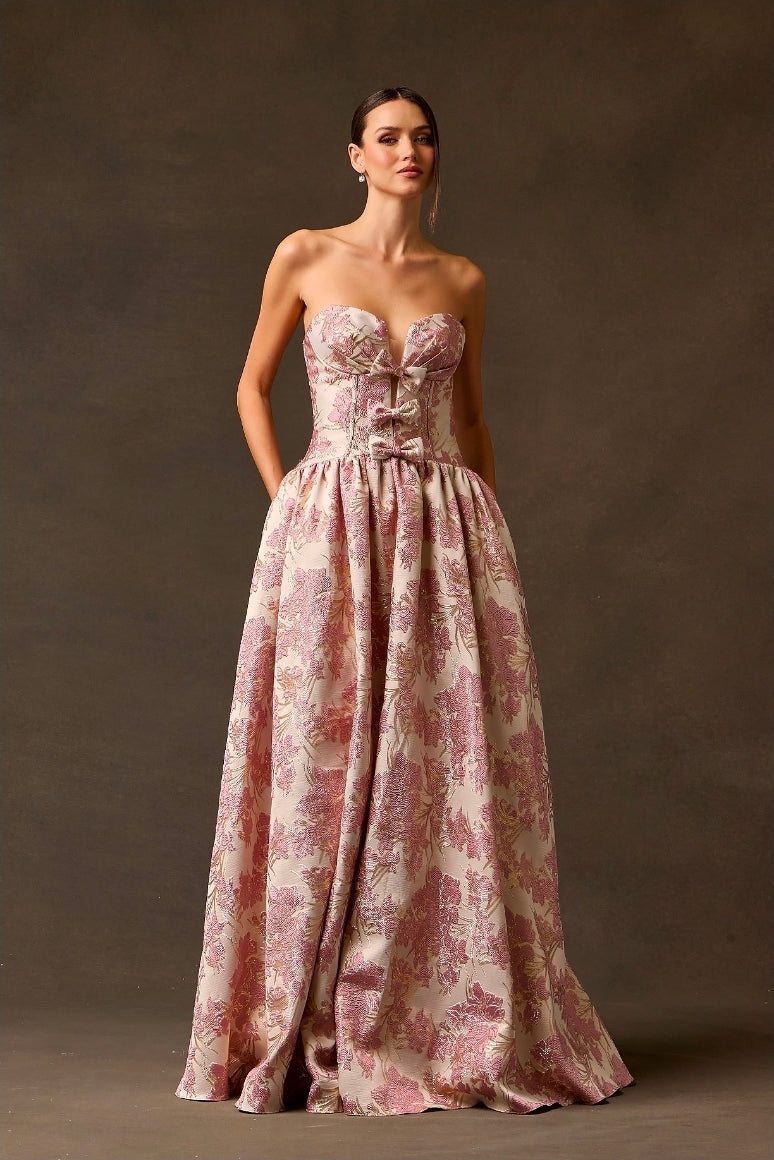 Bicici & Coty  SR2567 - Print A Line Gown with Pockets