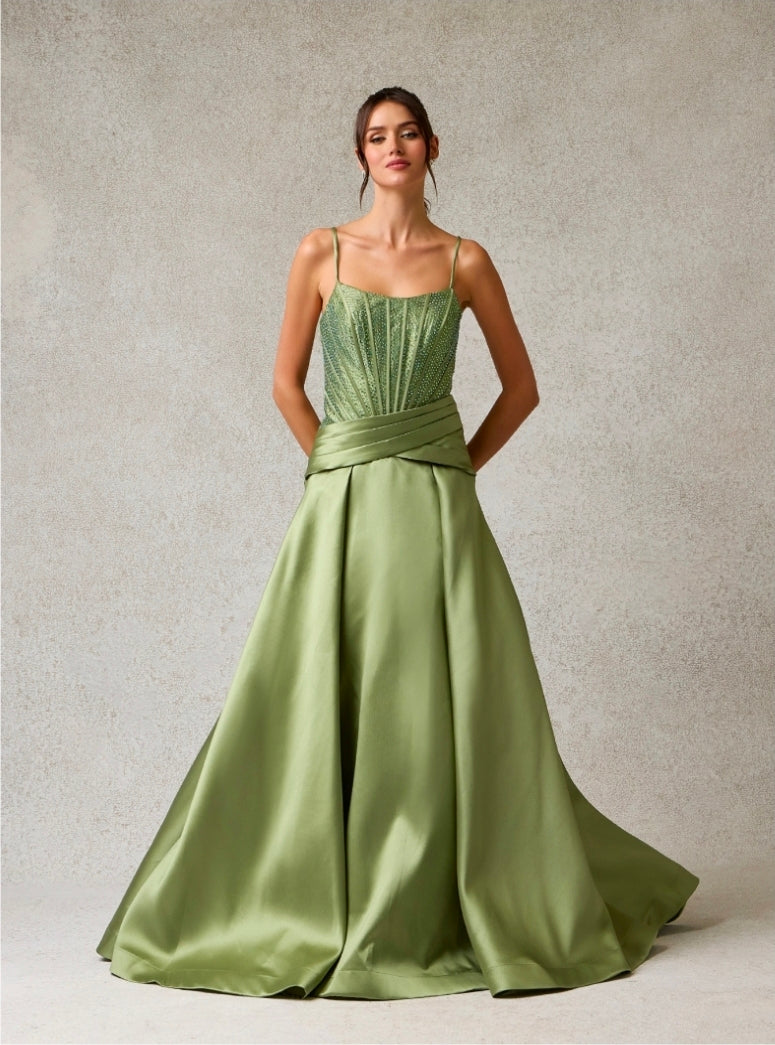 Bicici & Coty YD7878 - Luxurious Mikado A Line Gown with Pockets