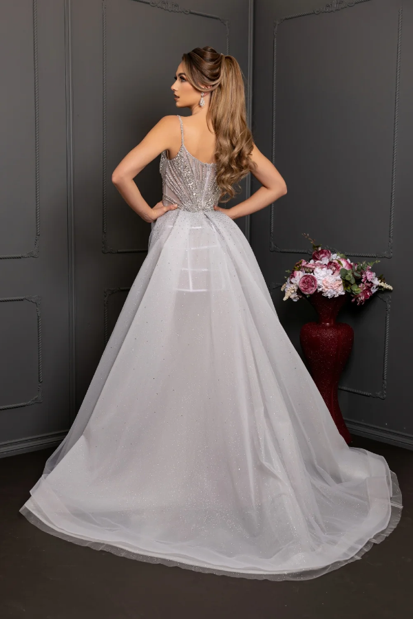 May Queen RQ8262 - Beaded Bodice with Fixed Overskirt