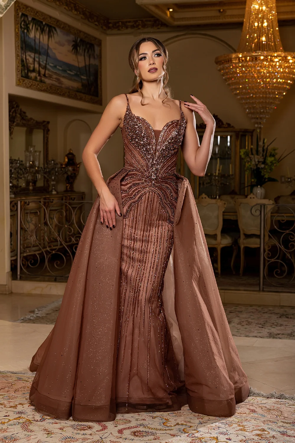 May Queen RQ8262 - Beaded Bodice with Fixed Overskirt