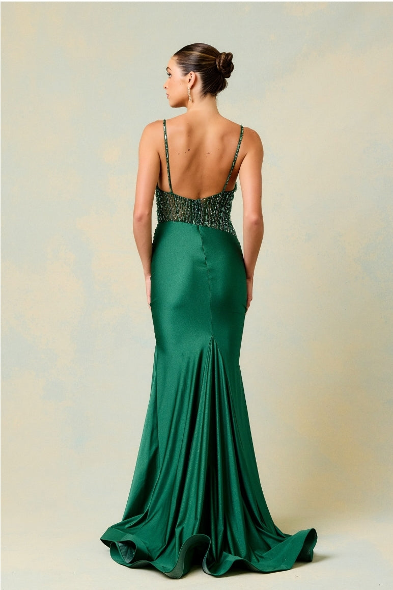 Bicici & Coty RR76100 - Satin Gown with Beaded Corset