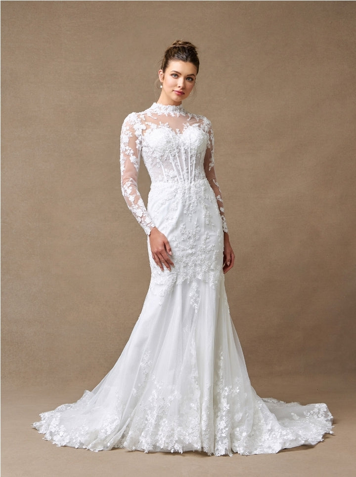 Bicici & Coty BGW2446 - Long Sleeve Lace Wedding Gown