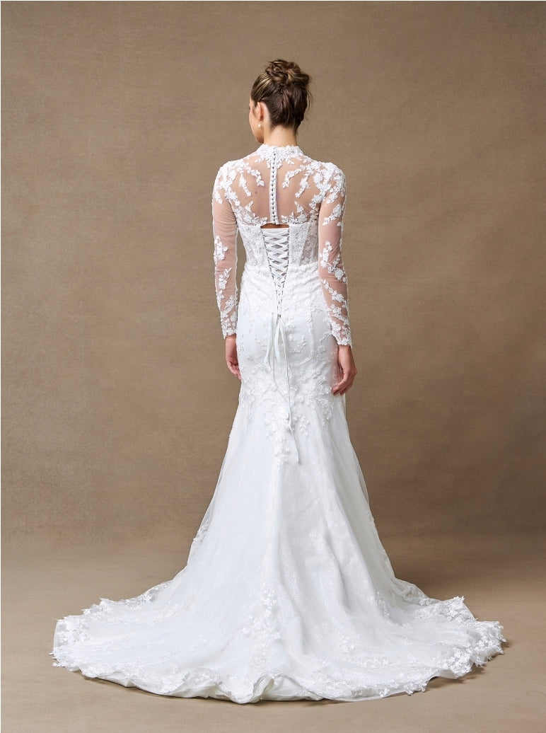 Bicici & Coty BGW2446 - Long Sleeve Lace Wedding Gown