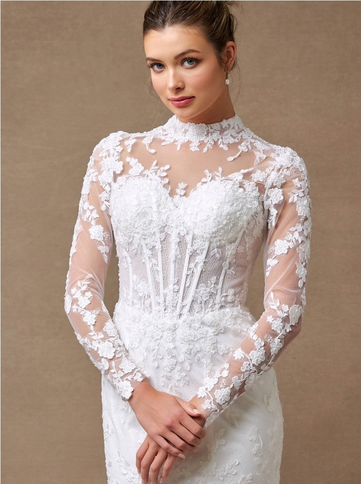 Bicici & Coty BGW2446 - Long Sleeve Lace Wedding Gown